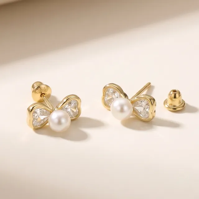 Brinco de Laço com Pérola em ouro 18k — foto 1